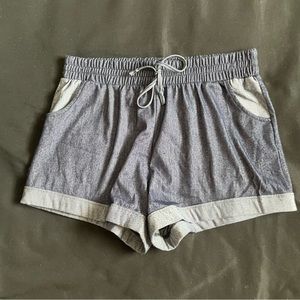 Shosho girls youth blue denim print elastic waistband shorts size L large